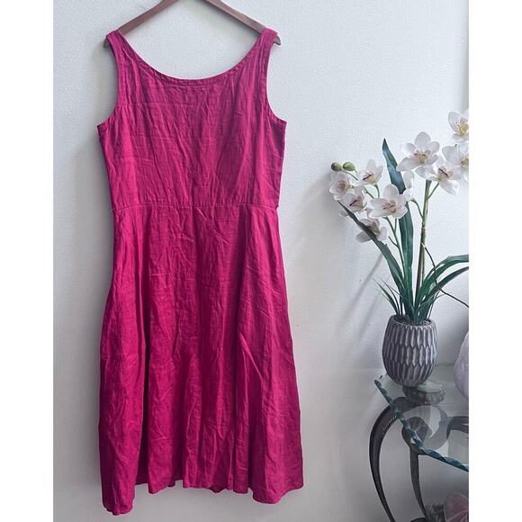 TALBOTS Red 100% Linen A-Line Sleeveless Boho Midi Dress Plus Size 16 - Picture 2 of 8